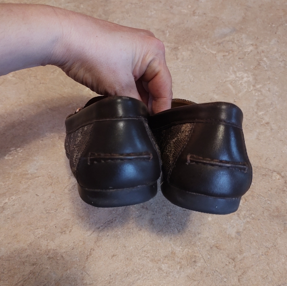 Coach 'Olive' brown signature print leather slip on loafers - Picture 8 of 14